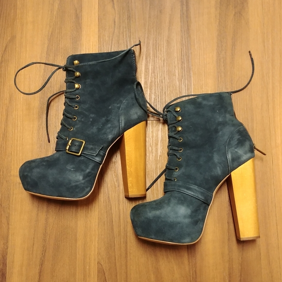 Steve Madden Shoes - Steve Madden Genuine leather teal platform booties